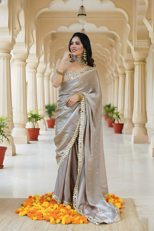 Champagne Stitched saree
