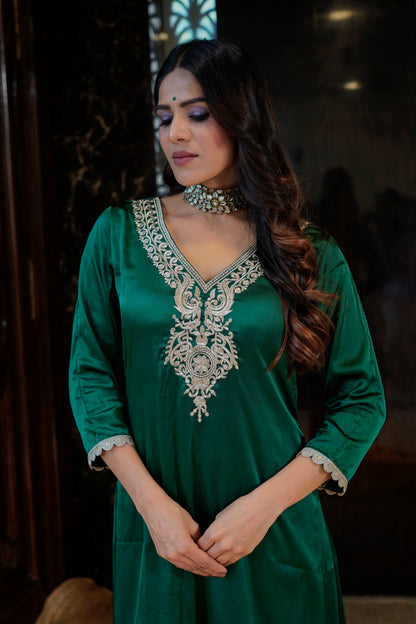 Emerald Green Set with Zari Work