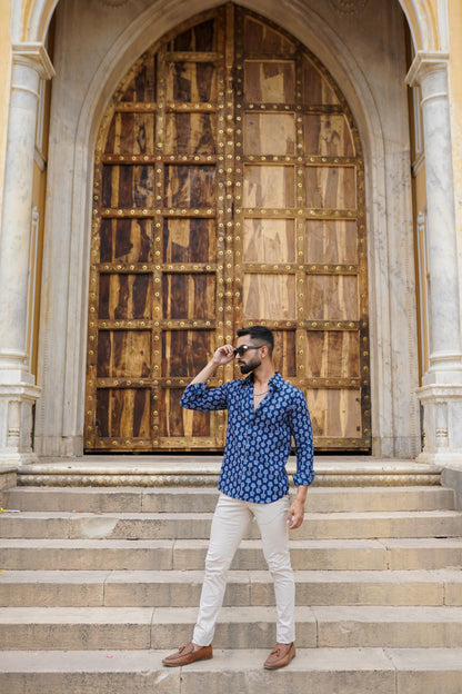 Hand Block Printed mens shirt
