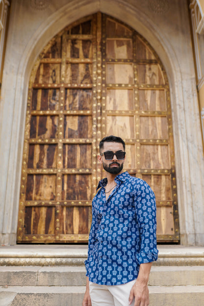 Hand Block Printed mens shirt