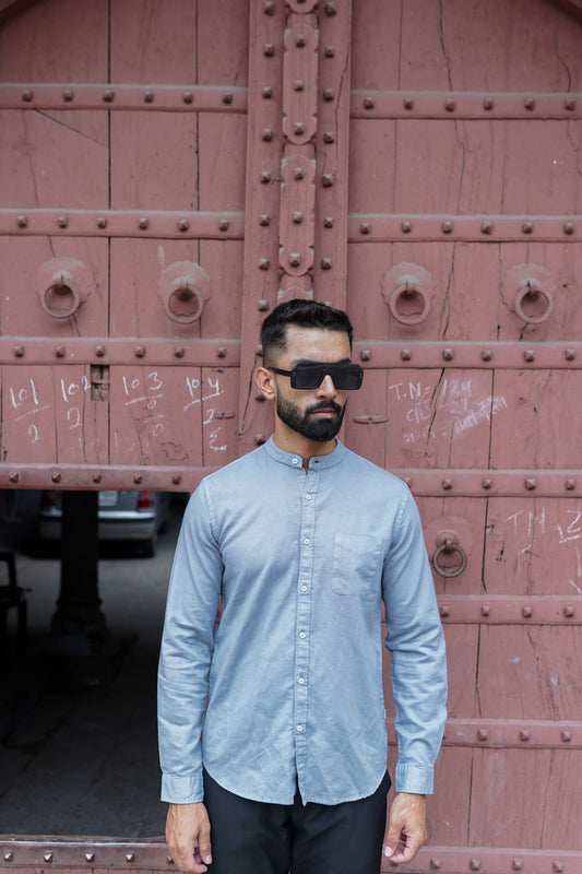 The Classic Mandarin sky Blue Collar Shirt