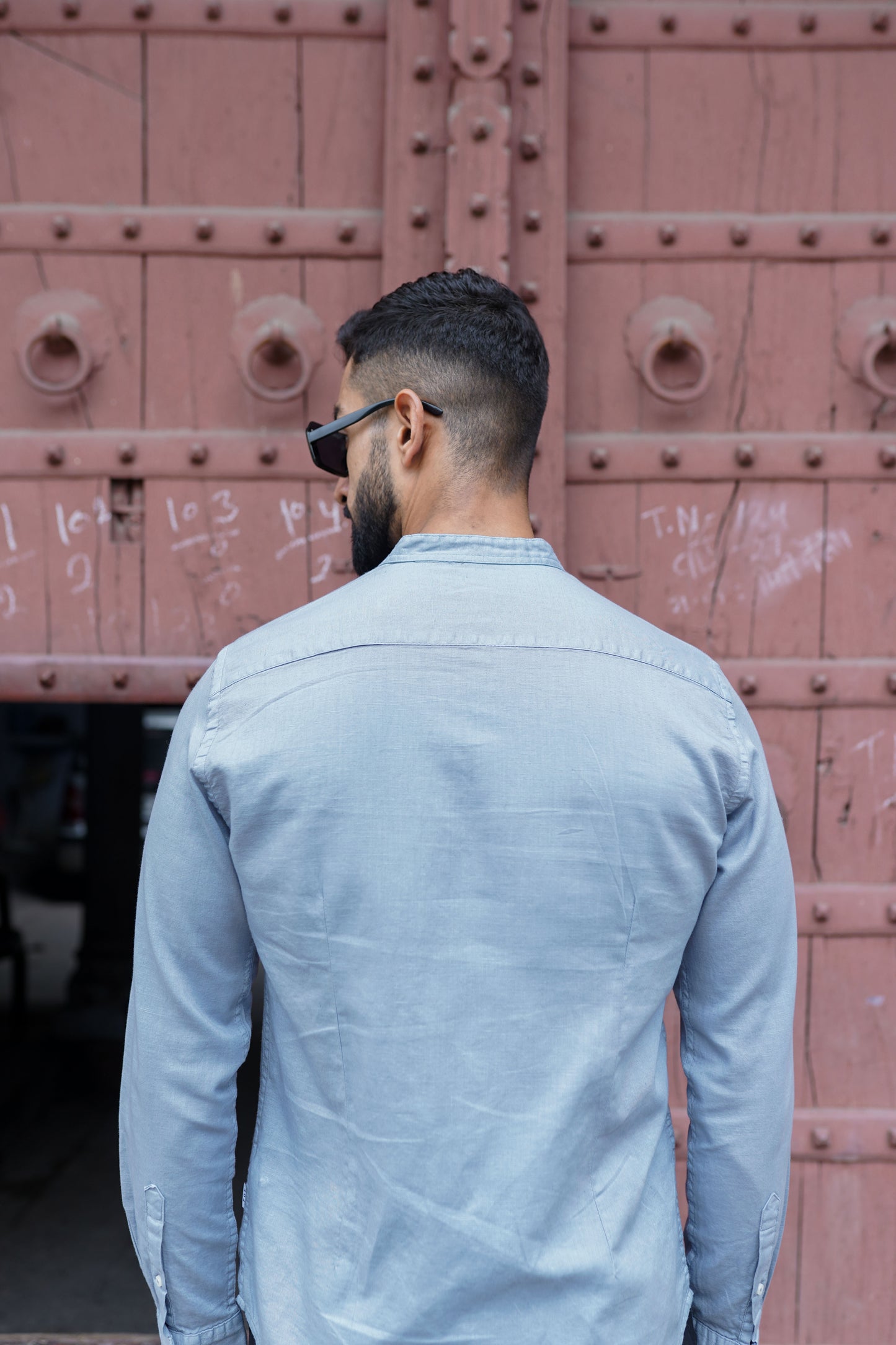 The Classic Mandarin sky Blue Collar Shirt