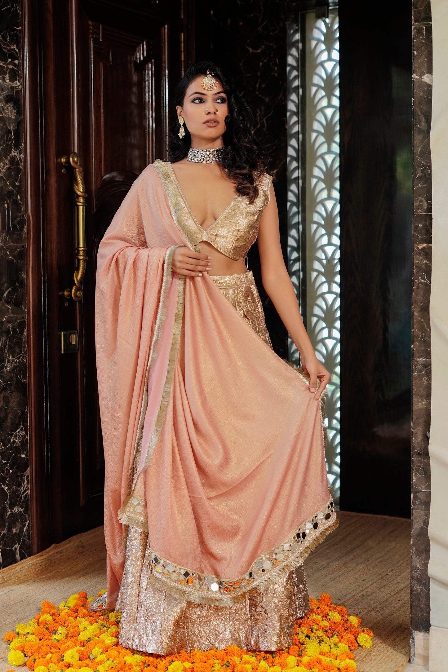 Gold Goddess Lengha Set