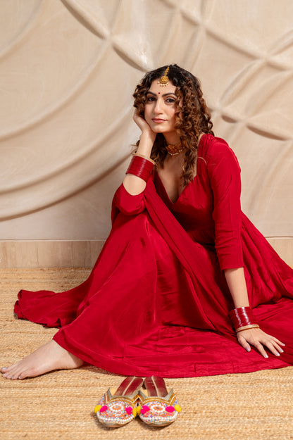 Love-Letter Silk Anarkali Suit Set (Set of 3)