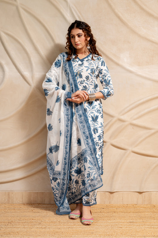 Indigo Floral Blue Suit Set (Set of 3)