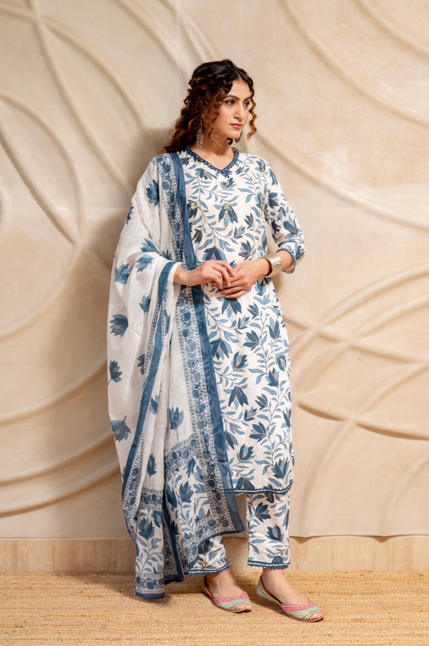 Indigo Floral Blue Suit Set (Set of 3)