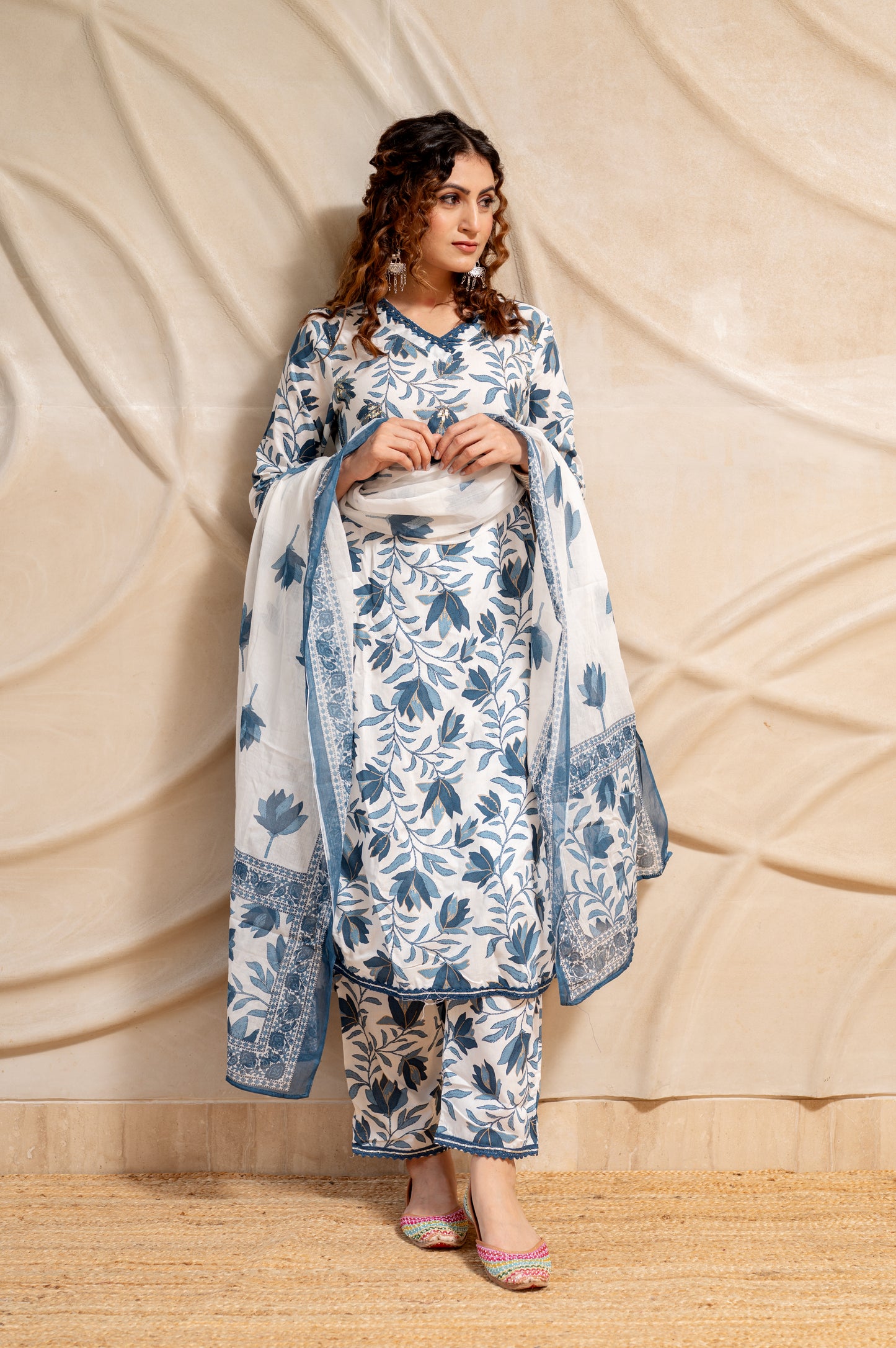Indigo Floral Blue Suit Set (Set of 3)