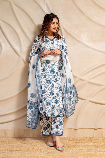 Indigo Floral Blue Suit Set (Set of 3)