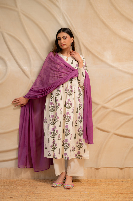 Elegant Floral Printed Suit Set