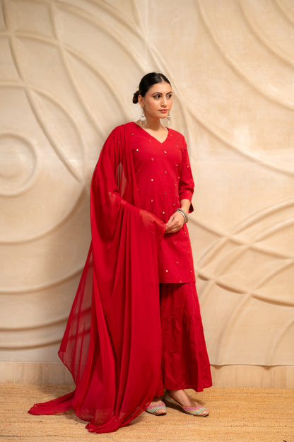 Elegant Laal Embroidered Kurta Set