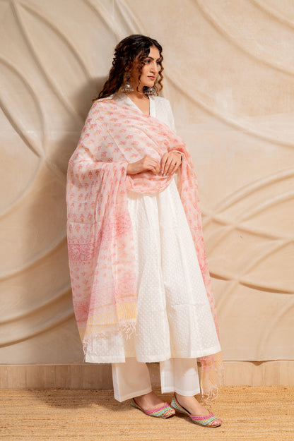 Jacquard White Suit Set ( Set of 3 )