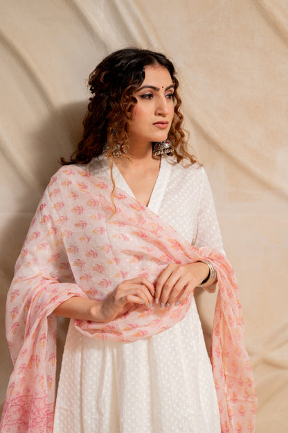 Jacquard White Suit Set ( Set of 3 )