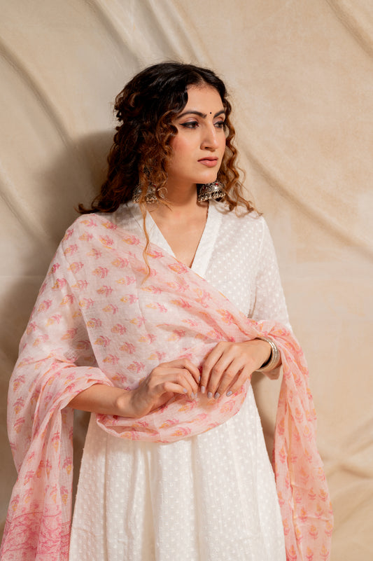 Jacquard White Suit Set ( Set of 3 )