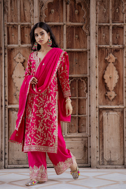 Rose Pink Embroidered Suit Set