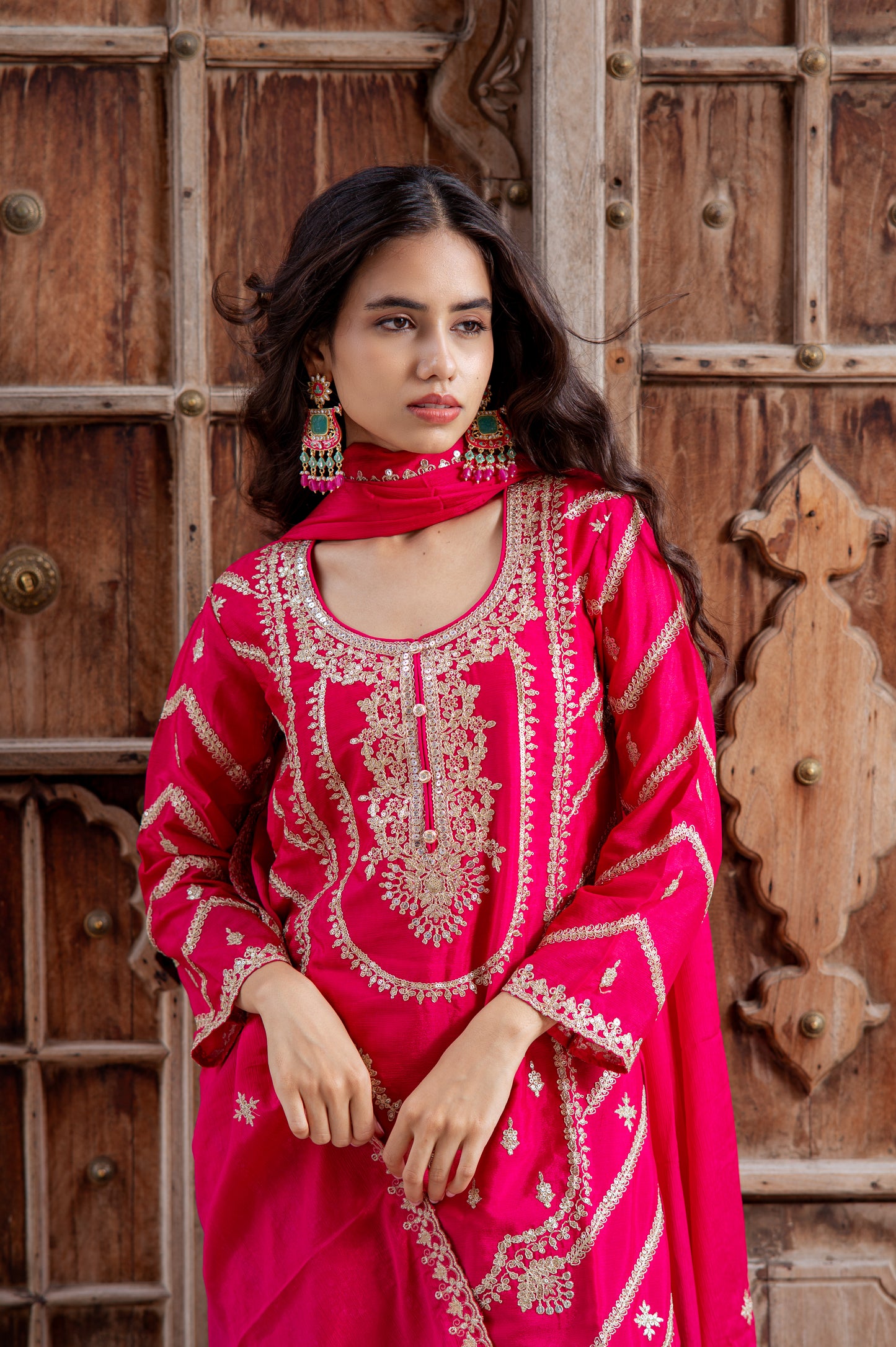 Meher Rani Pink and Royal Purple Embroidered Sharara Set