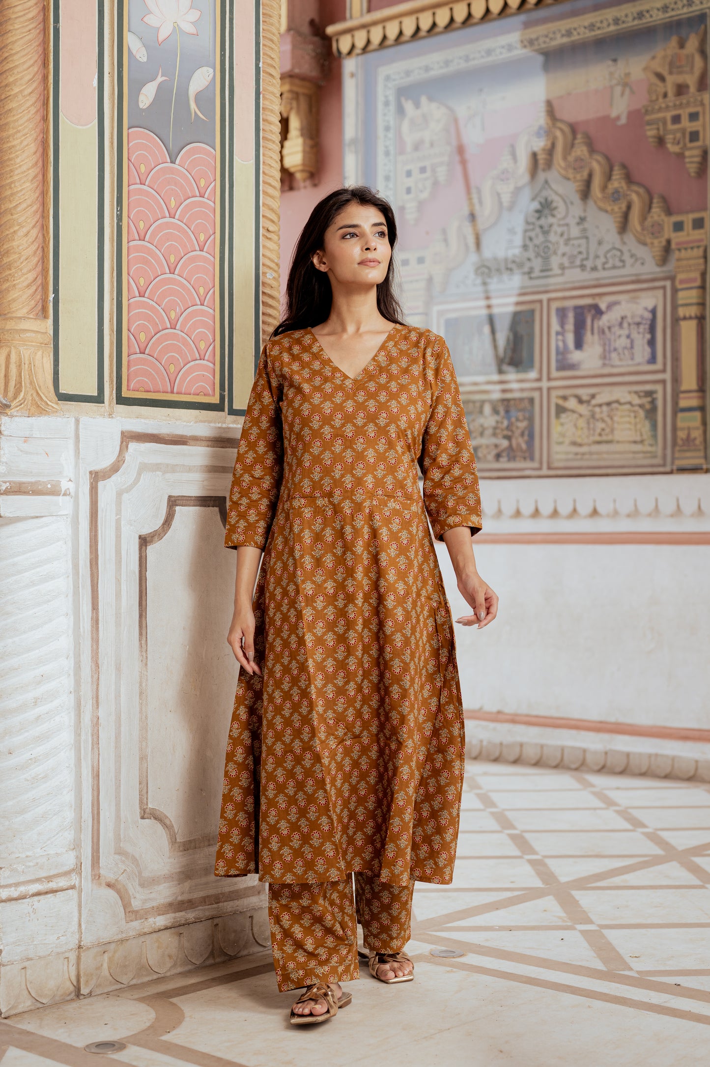 Caramel Brown Co-ord Set With Pocket