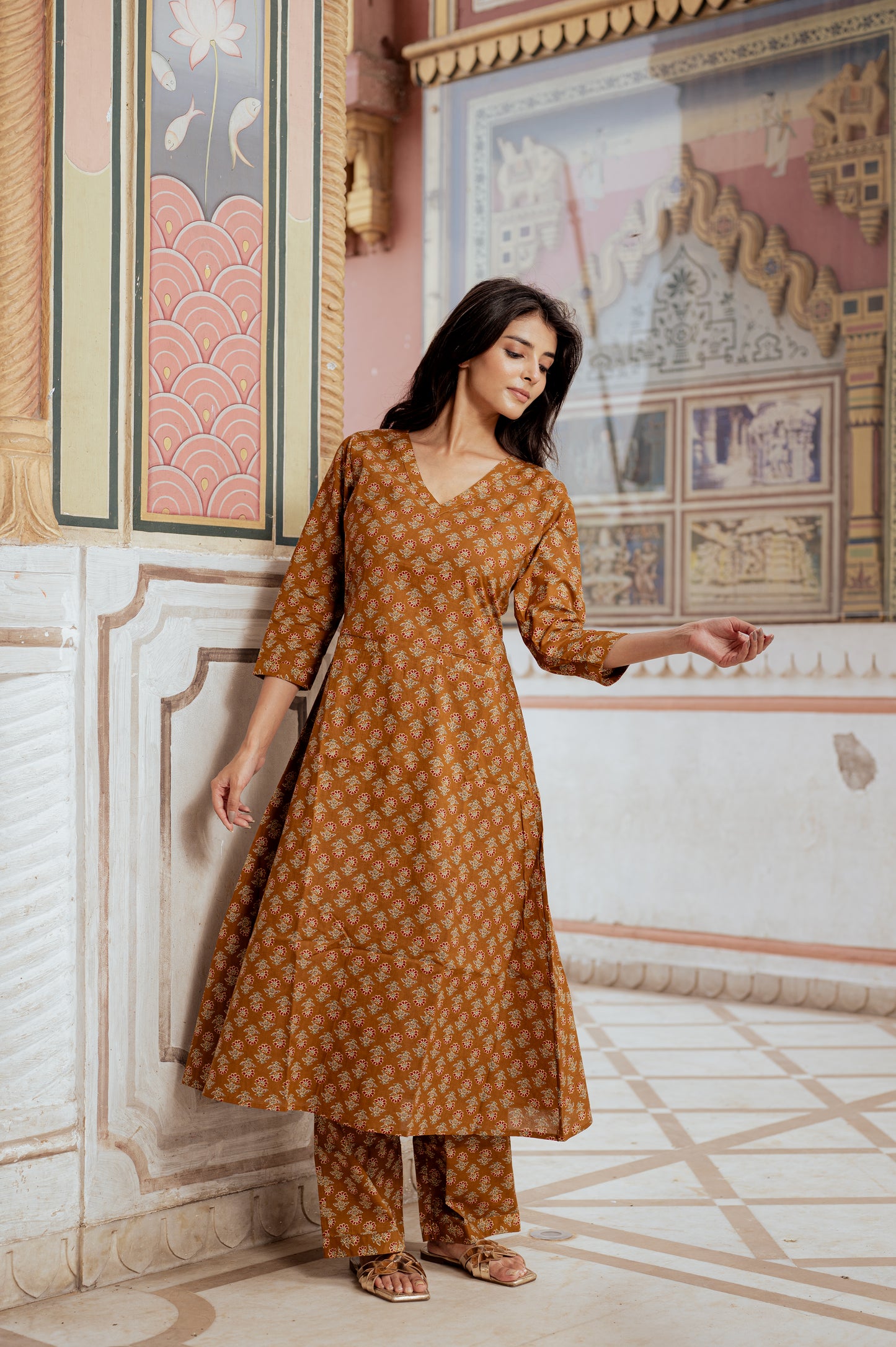 Caramel Brown Co-ord Set With Pocket