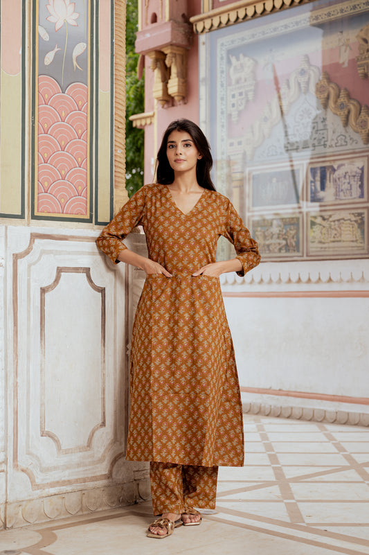 Caramel Brown Co-ord Set With Pocket