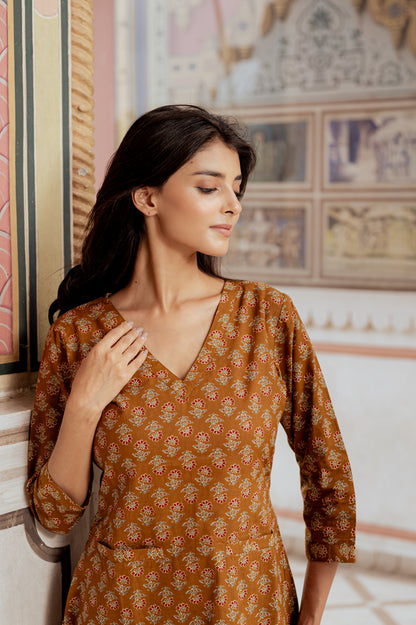 Caramel Brown Co-ord Set With Pocket