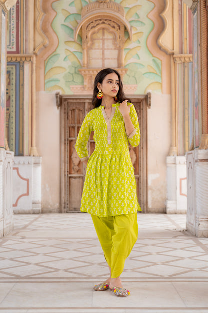 Lime Blossom Kurti Dhoti Set