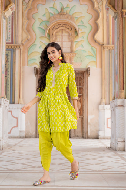 Lime Blossom Kurti Dhoti Set
