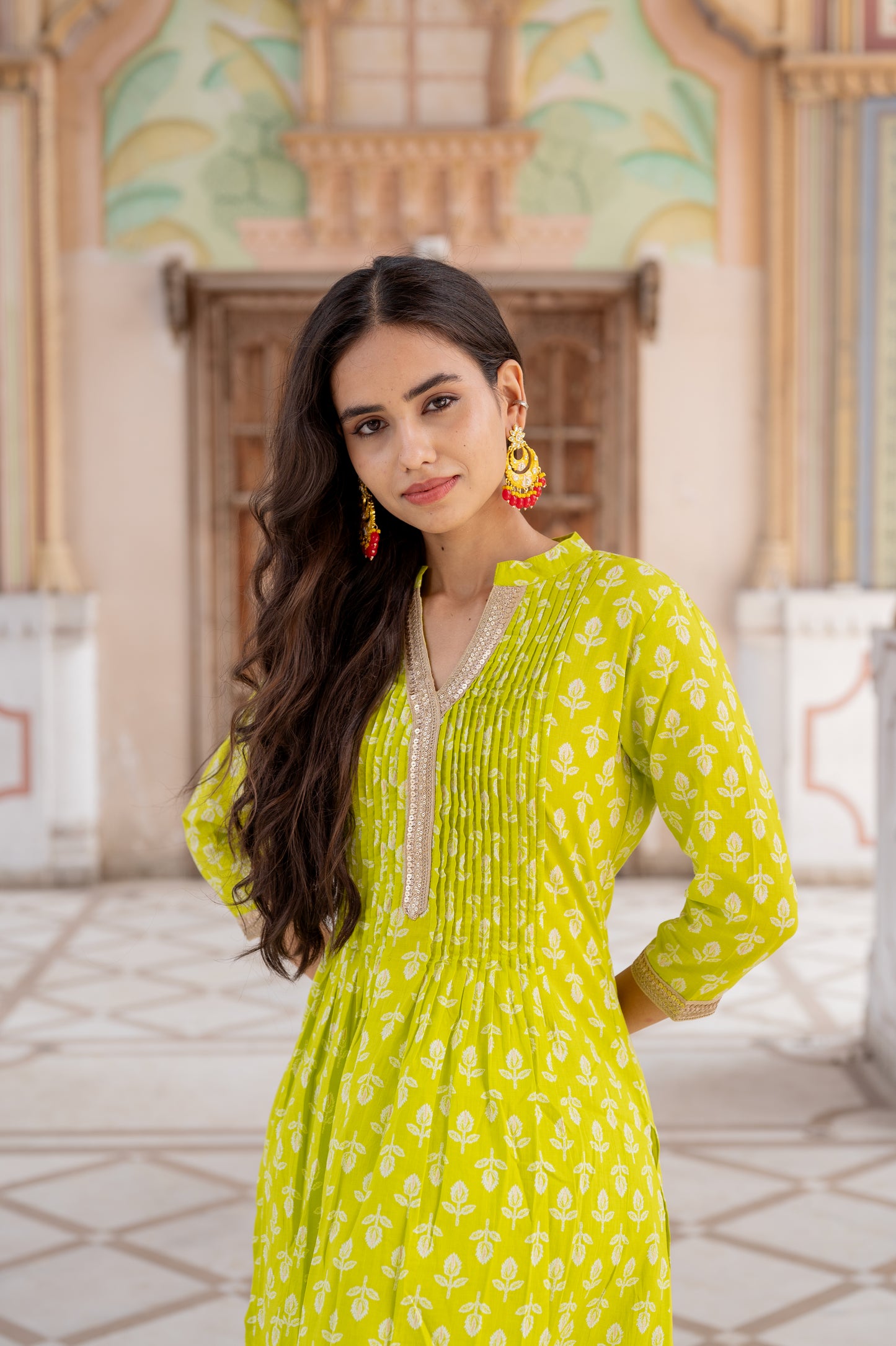 Lime Blossom Kurti Dhoti Set