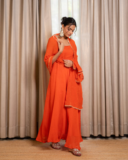 Orange Anarkali suit set