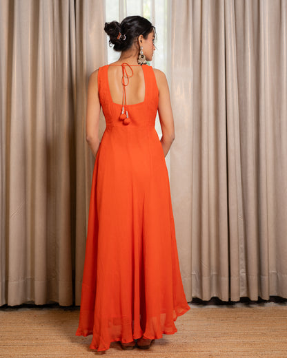 Orange Anarkali suit set