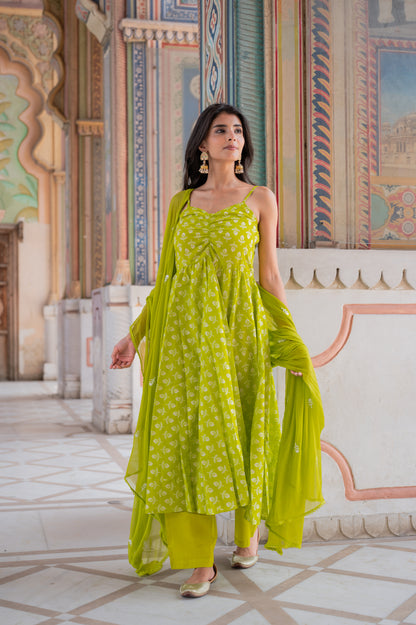 Lime Bloom Anarkali Set