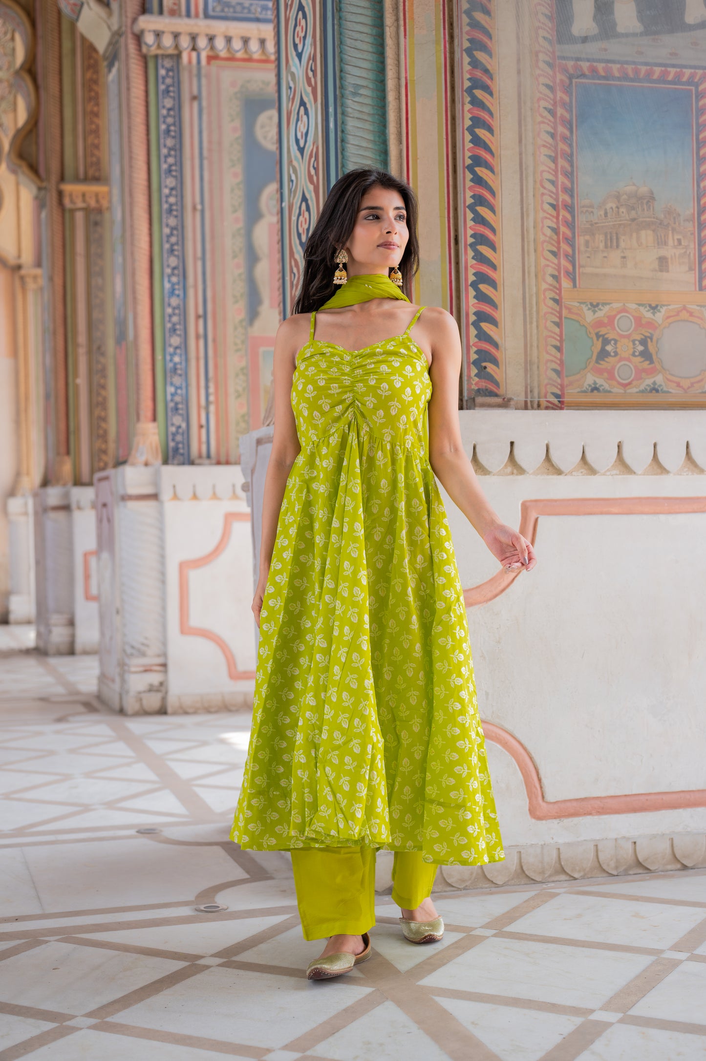 Lime Bloom Anarkali Set