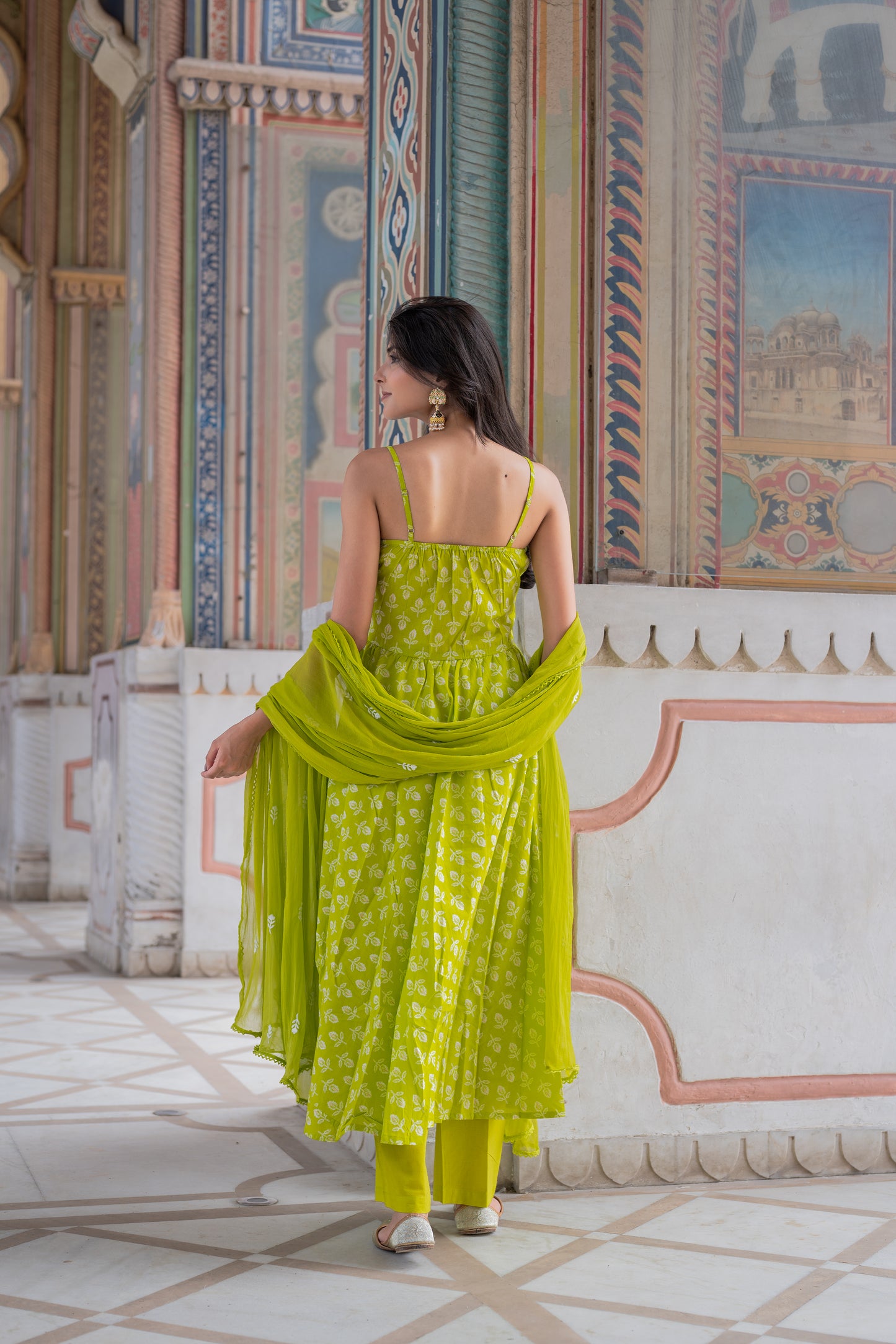 Lime Bloom Anarkali Set