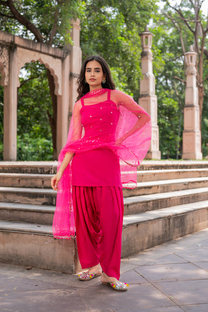 Phulkari Pink Patiala Set