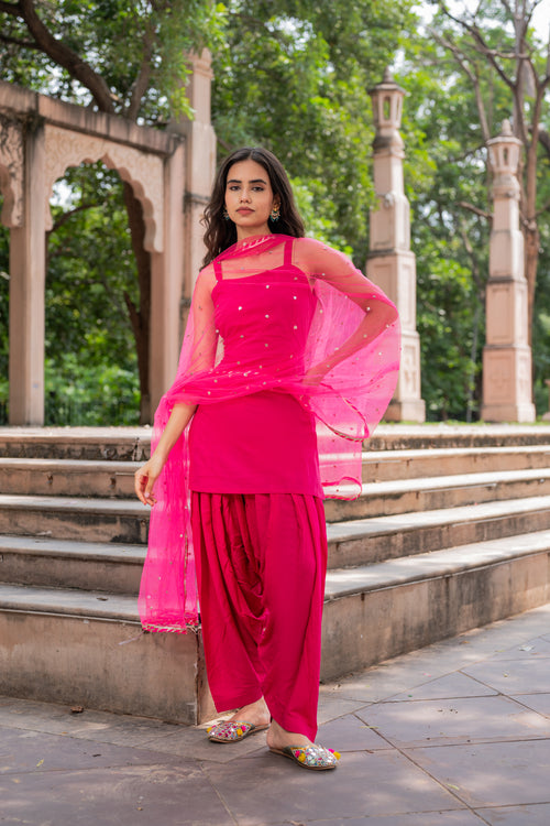 Phulkari Pink Patiala Set