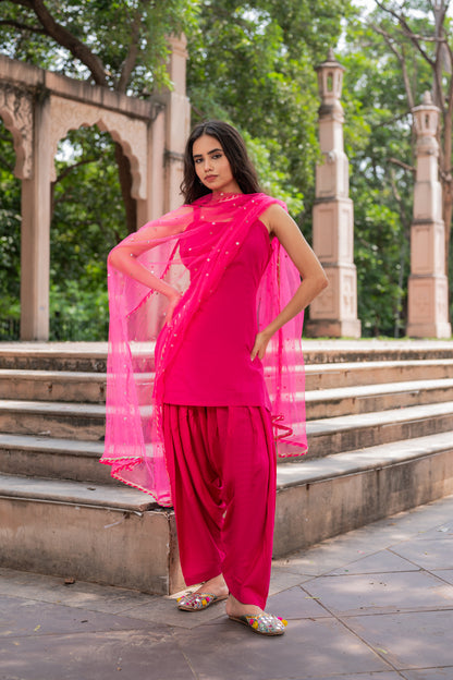 Phulkari Pink Patiala Set