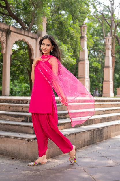 Phulkari Pink Patiala Set