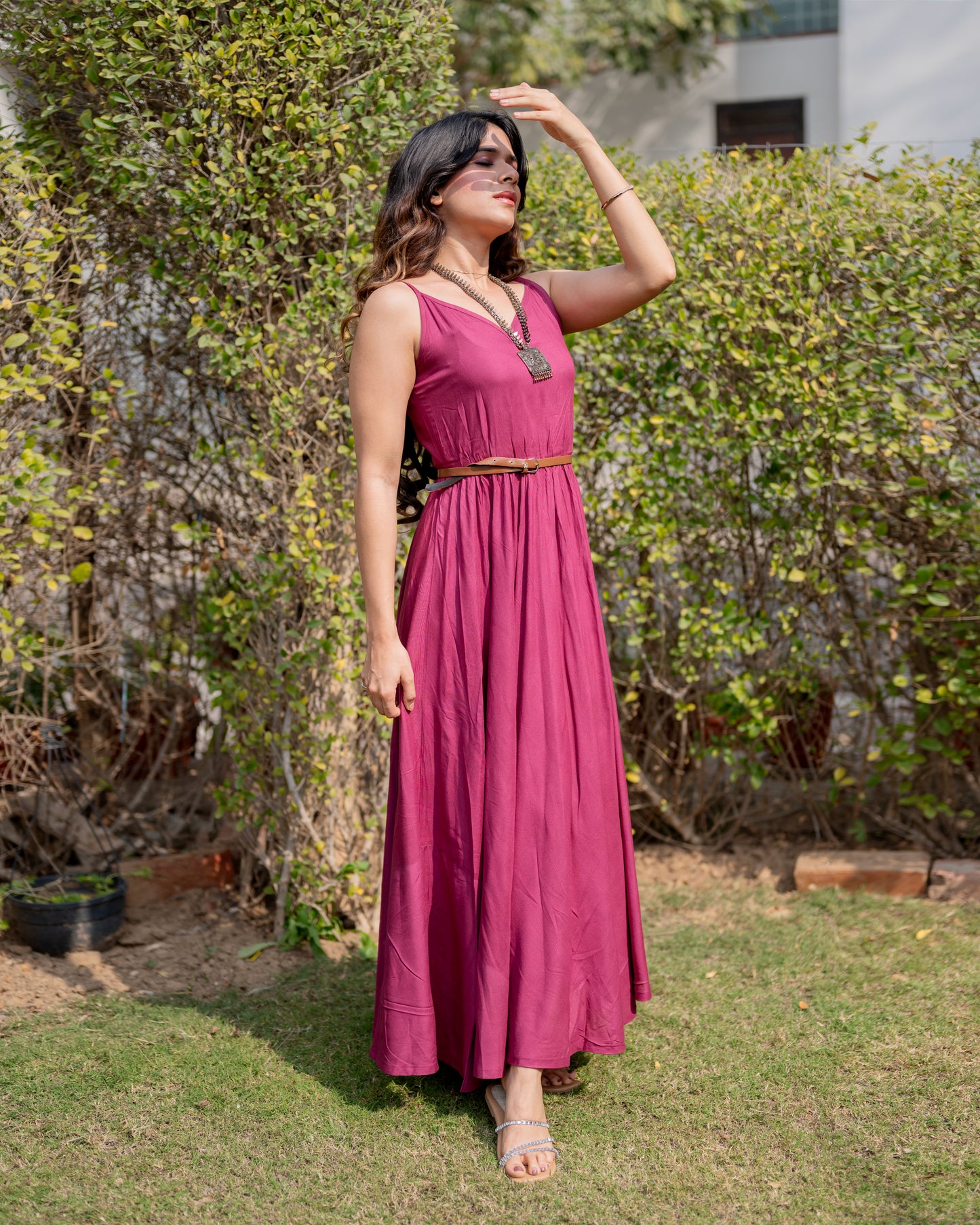 Strap Sleeves Mulberry Kurti Dress