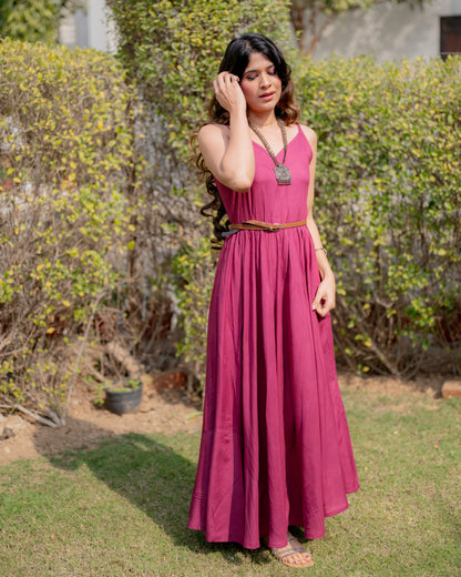 Strap Sleeves Mulberry Kurti Dress