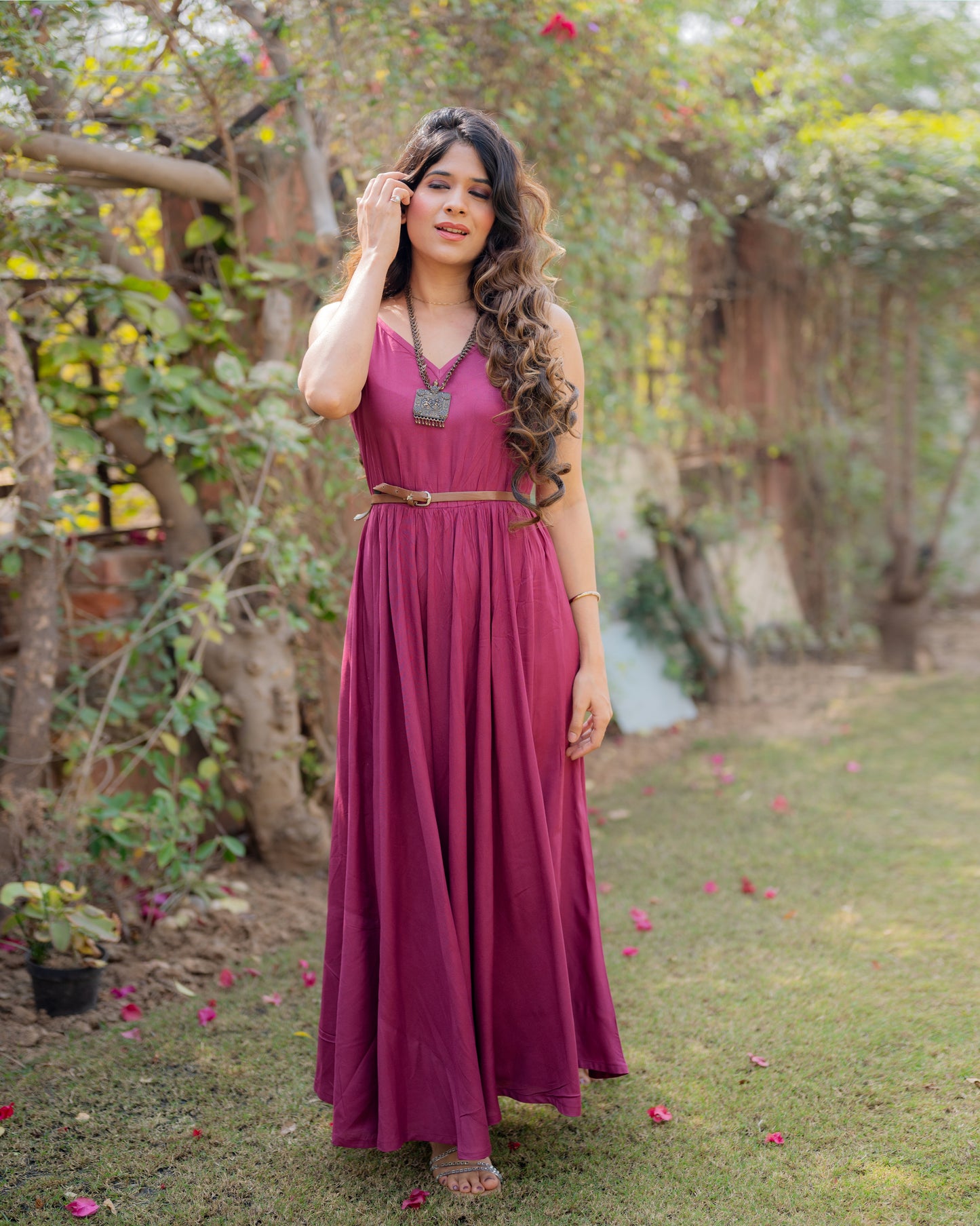 Strap Sleeves Mulberry Kurti Dress