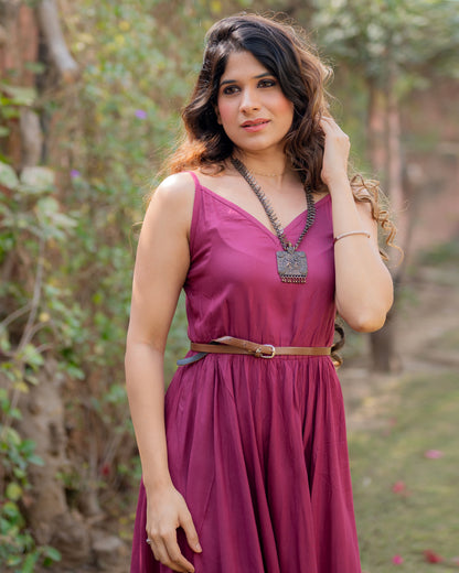 Strap Sleeves Mulberry Kurti Dress