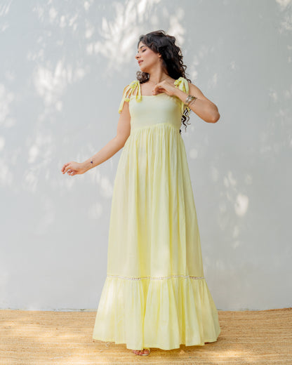 Mae Amber Yellow  cotton dress