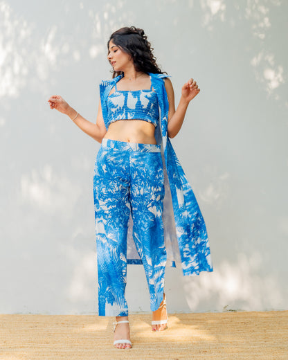 Mae blue Bandeau Crop Top co-ord set