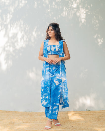 Mae blue Bandeau Crop Top co-ord set