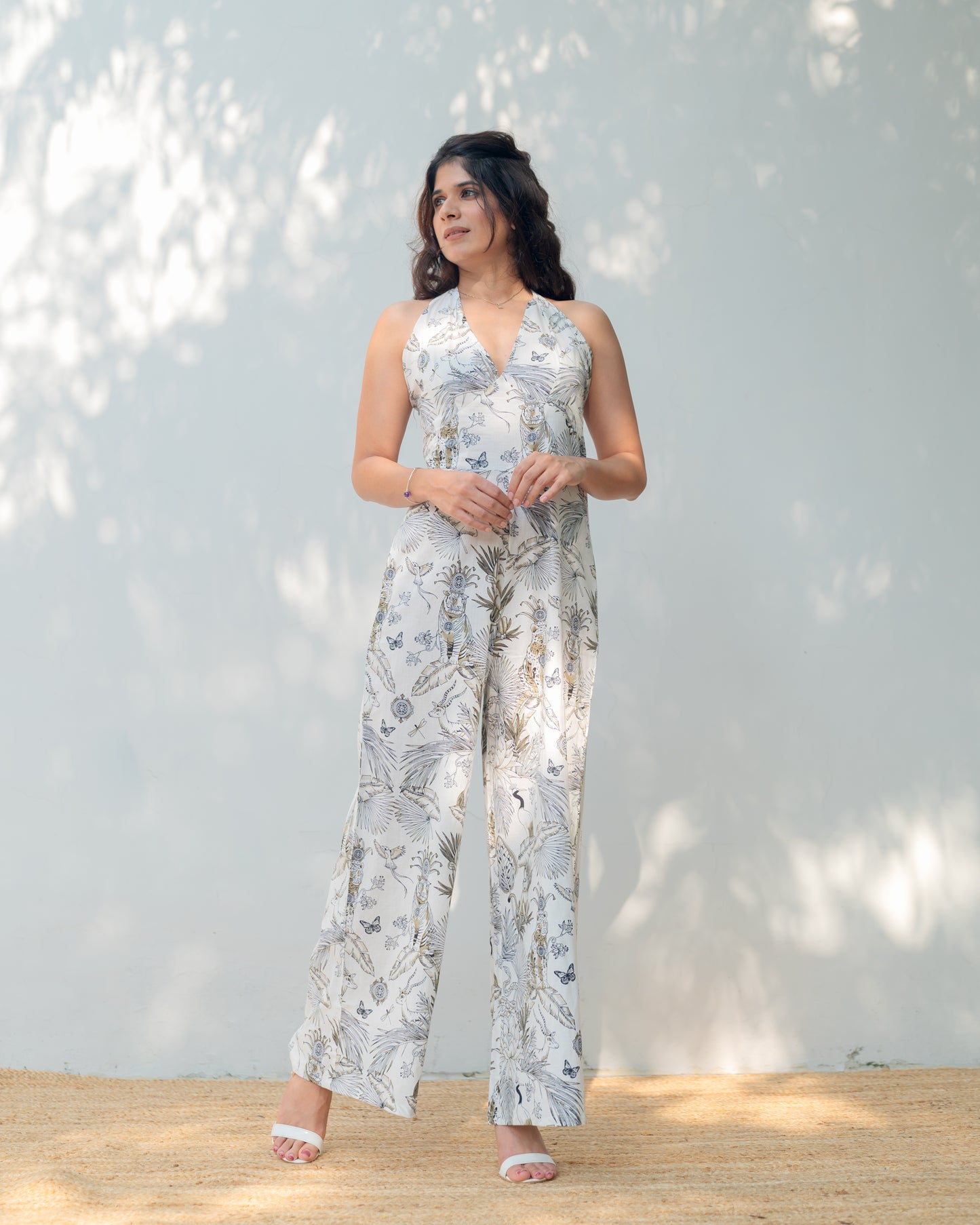 Jungle print halterneck Jumpsuit