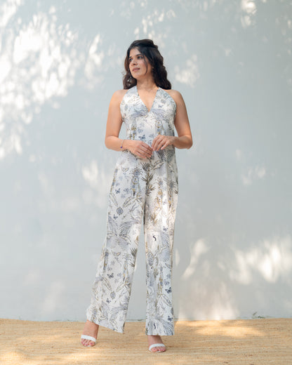 Jungle print halterneck Jumpsuit