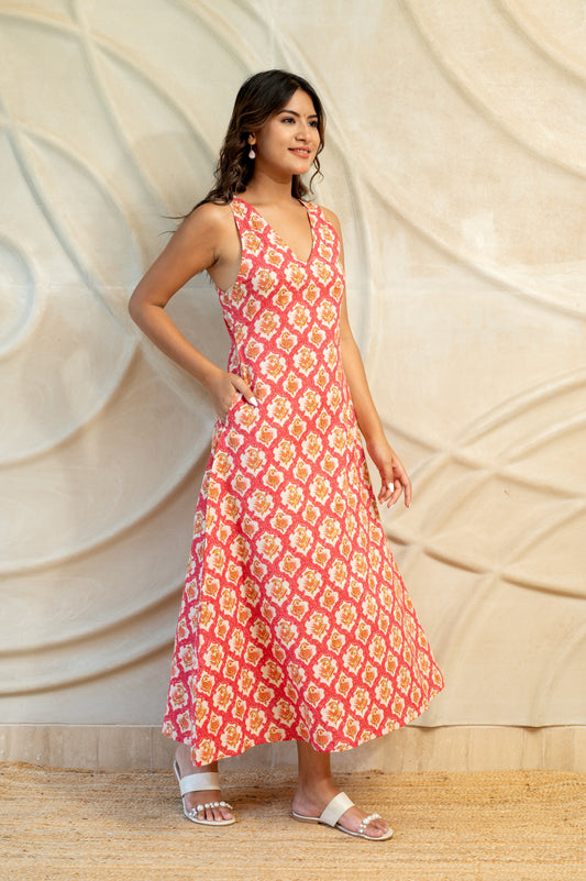 Breezy Pink Cotton Dress