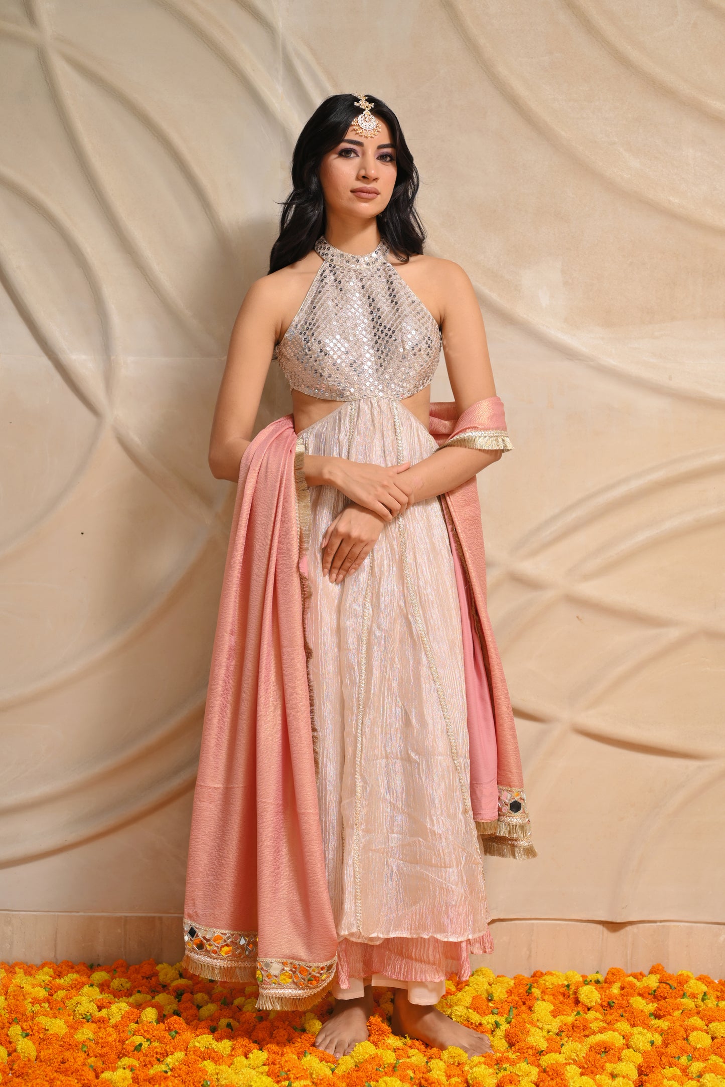 Noor Blushed Crushed Suit Set