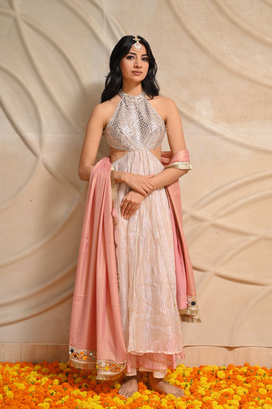 Noor Blushed Crushed Suit Set