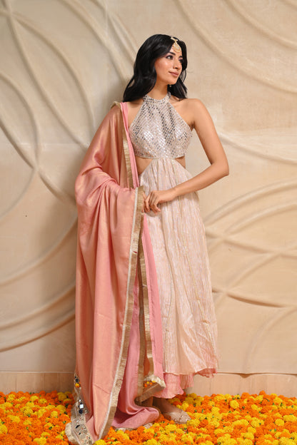 Noor Blushed Crushed Suit Set
