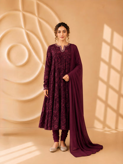Mehroom Anarkali Suit Set