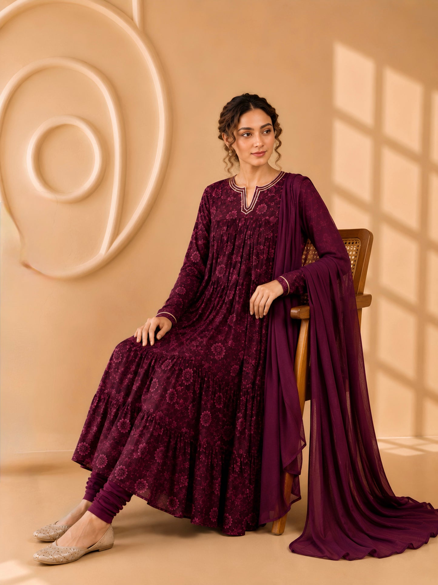 Mehroom Anarkali Suit Set